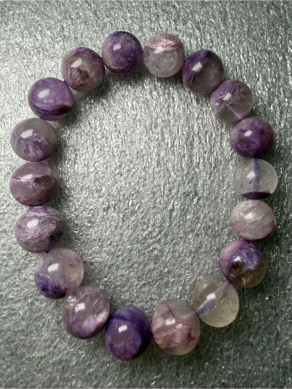 Beautiful 11MM Chaorite in Quartz Natural Crystal Bracelet
